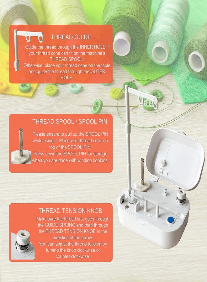 HimaPro Compact Electrical Bobbin Winder - Portable Automatic Bobbin Winder with USB-C Port and Cables - Compatible with All Major Bobbin Types Including Style A, M, L, Husqvarna, Class 15, 15J, 66 - Image 3